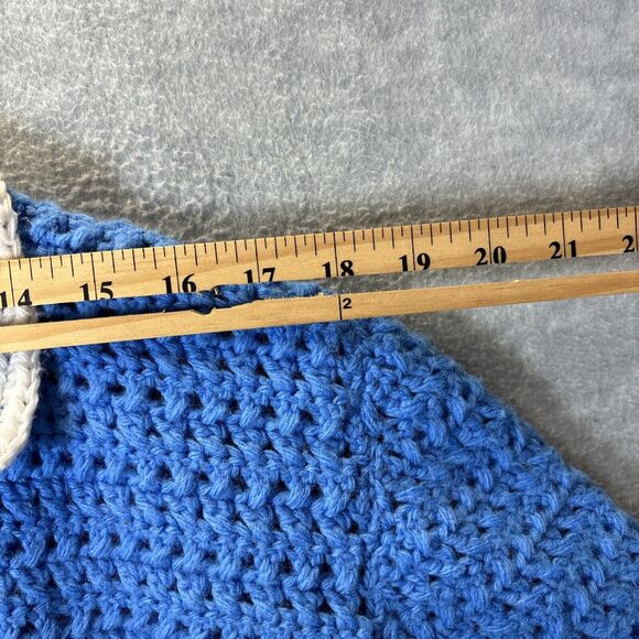 Handmade Crochet Cardigan Jacket Granny Sweater Boho Cottage Unique Blue Artsy - Picture 8 of 11